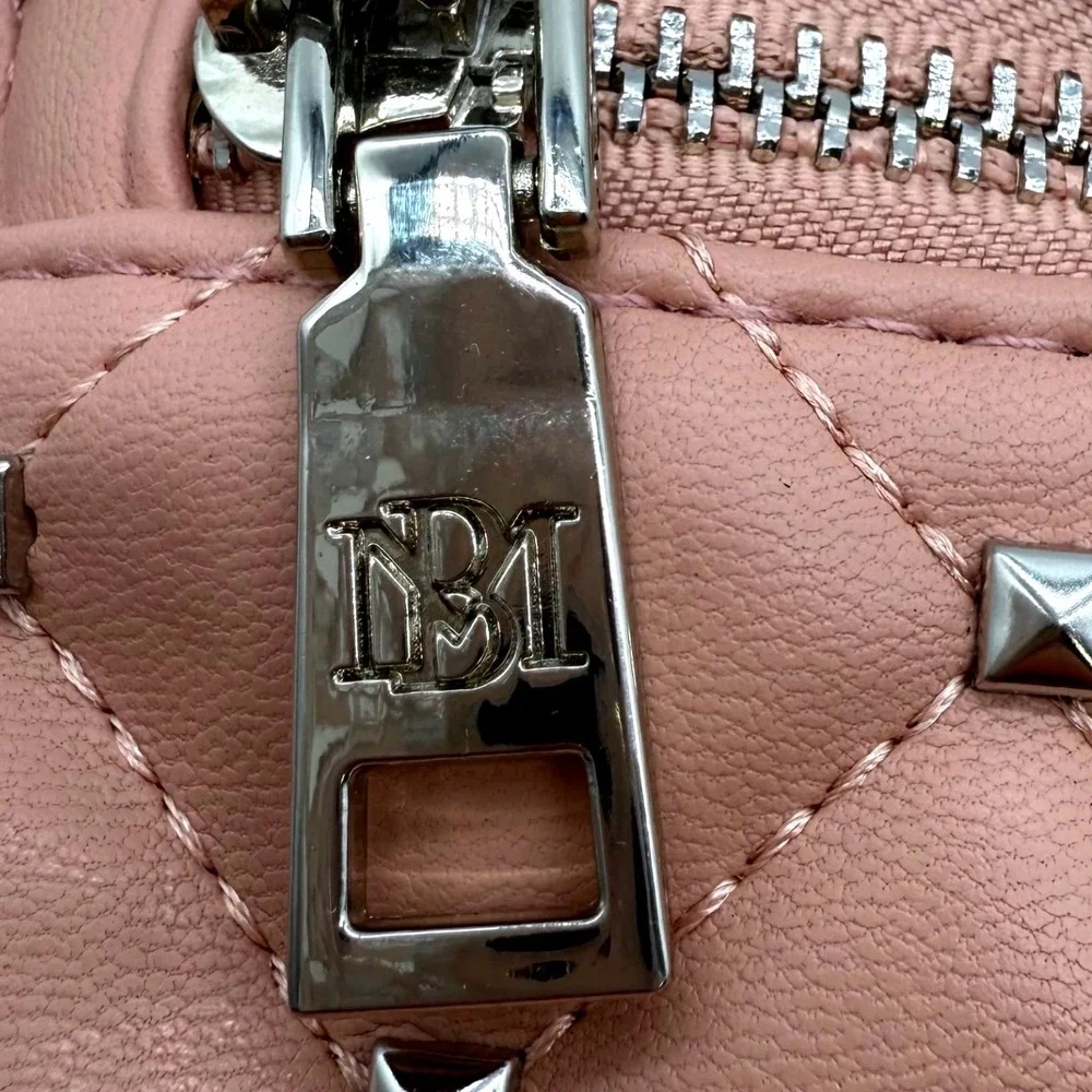 Badgley Mischka Mini Studded Backpack‎ Purse Vegan Leather Blush Quilted NWT